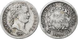 World Coins - France, Napoleon I, 1/2 Franc, 1808, Lyon, Silver, , Gadoury:398