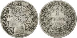 World Coins - France, Franc, Cérès, 1871, Bordeaux, Silver, , Gadoury:465, KM:822.2