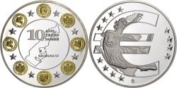 World Coins - France, Medal, 10 Ans de l'Euro, Monaco, Copper Plated Silver,