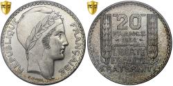 World Coins - France, 20 Francs, Turin, 1934, Paris, Silver, PCGS, MS(64), Le Franc:F.400