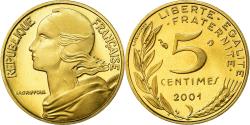 World Coins - Coin, France, Marianne, 5 Centimes, 2001, Paris, Proof,