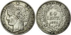 World Coins - Coin, France, Cérès, 50 Centimes, 1871, Paris, , Silver, KM:834.1