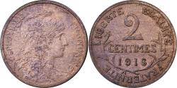 World Coins - France, 2 Centimes, Daniel-Dupuis, 1916, Paris, Bronze,