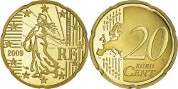 World Coins - France, 20 Euro Cent, 2009, Paris, Proof / BE, , Brass, KM:1411