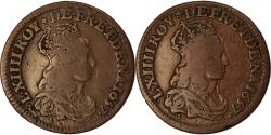 World Coins - Coin, France, Louis XIV, Liard, 1657, Corbeil, Fautée, double avers,