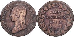 World Coins - France, 5 Centimes, Dupré, An 9 (1801), Strasbourg, Bronze,