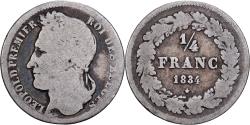 World Coins - Belgium, Leopold I, 1/4 Franc, 1834, Brussels, Silver, , KM:8