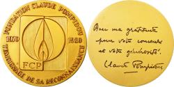 World Coins - France, Medal, Fondation Claude Pompidou, 1980, J. Balme, , Gilt Bronze