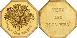 World Coins - France, Token, Amour et Mariage, Voeux, Gilt Bronze, Fleurs,