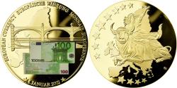 World Coins - France, Medal, Monnaie Européenne, Billet de 100 Euro, , Copper Gilt