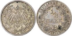 World Coins - Germany, Wilhelm II, 1/2 Mark, 1911, Berlin, Silver,