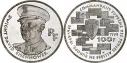 World Coins - France, 100 Francs, Dwight David Eisenhower, 1994, Monnaie de Paris, BE, Silver