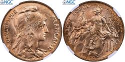 World Coins - France, 10 Centimes, Daniel-Dupuis, 1900, Paris, Bronze, NGC,