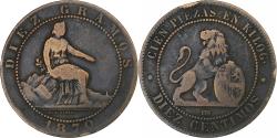 World Coins - Spain, Provisional Government, 10 Centimos, 1870, Madrid, Copper,