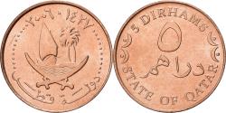 World Coins - Qatar, Hamad bin Khalifa, 5 Dirhams, 2006, MUNZE OSTERREICH, Bronze,