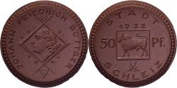 World Coins - Weimar Republic, Stadt Schleiz, 50 Pfennig, 1922, , Porcelain