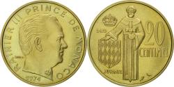 World Coins - Coin, Monaco, Rainier III, 20 Centimes, 1974, Paris, , Aluminum-Bronze