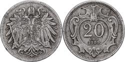 World Coins - Austria, Franz Joseph I, 20 Heller, 1909, AUSTRIA, Nickel, , KM:2803