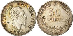 World Coins - Coin, Italy, Vittorio Emanuele II, 50 Centesimi, 1863, Milan, , Silver