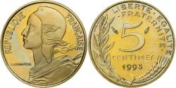 World Coins - France, 5 Centimes, Marianne, 1993, Paris, Proof, Aluminum-Bronze,