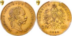 World Coins - Austria, Franz Joseph I, 4 Florins/Gulden 10 Francs, 1889, Gold, PCGS,