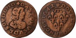 World Coins - France, Gaston d'Orléans, Double Tournois, 1642, Trévoux, Copper,