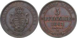World Coins - Coin, German States, SAXONY-ALBERTINE, Johann, 5 Pfennig, 1862, Dresde