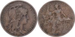 World Coins - France, 5 Centimes, Daniel-Dupuis, 1907, Paris, Bronze, , Gadoury:165