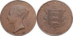 World Coins - Jersey, Victoria, 1/13 Shilling, 1844, Copper, , KM:3