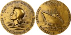 World Coins - France, Medal, Compagnie Générale Transatlantique, France, 1962, Bronze