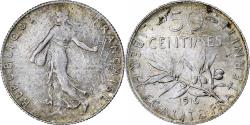 World Coins - Coin, France, Semeuse, 50 Centimes, 1916, Paris, MS(60-62), Silver, KM:854