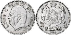World Coins - Monaco, Louis II, 5 Francs, 1945, Monnaie de Paris, Aluminum,