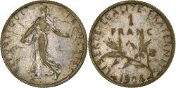 World Coins - FRANCE, Semeuse, Franc, 1904, Paris, KM #844.1, , Silver, 23, Gadoury..