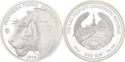 World Coins - Laos, 500 Kip, Panthera Tigris, 2016, F15, Silver,