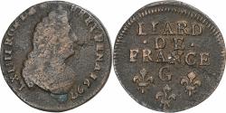 World Coins - France, Louis XIV, Liard, 1697, Poitiers, Copper, , Gadoury:81