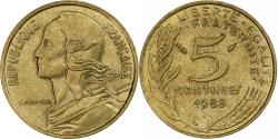 World Coins - France, 5 Centimes, Marianne, 1988, Pessac, Aluminum-Bronze,