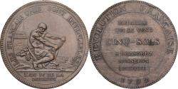 World Coins - France, Monneron de 5 Sols, Hercule, 1792 / AN 4, Birmingham, Bronze,