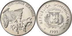World Coins - Dominican Republic, 25 Centavos, 1991, Nickel Clad Steel, , KM:71.1