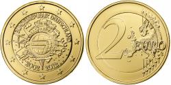 World Coins - Germany, 2 Euro, 10 Years of Euros Cash, golden, 2012, Munich, Bi-Metallic