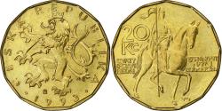 World Coins - Czech Republic, 20 Korun, 1993, Brass plated steel, , KM:5