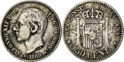 World Coins - Coin, Spain, Alfonso XII, 50 Centimos, 1880, Madrid, , Silver, KM:685