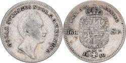World Coins - Sweden, Oskar I, 1/16 Riksdaler, 1850, Stockholm, Silver,