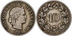 World Coins - Switzerland, 10 Rappen, Libertas, 1884, Bern, Copper-nickel, , KM:27