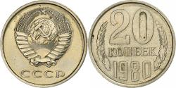 World Coins - Russia, Soviet Union, 20 Kopeks, 1980, Nickel-brass,