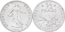World Coins - France, 1/2 Franc, Semeuse, 1980, MDP, Piéfort, Silver,