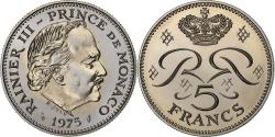 World Coins - Monaco, Rainier III, 5 Francs, 1975, MDP, série FDC, Copper-nickel,