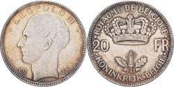 World Coins - Belgium, Leopold III, 20 Francs, 20 Frank, 1935, Brussels, Silver,