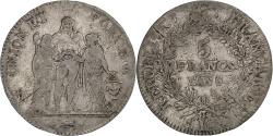 World Coins - France, Directoire, 5 Francs, An 6/5, Bordeaux, Silver, , Gadoury:563