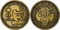 World Coins - Monaco, Louis II, 2 Francs, 1924, Aluminum-Bronze, , Gadoury:MC129