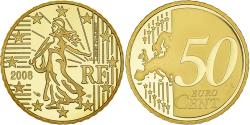 World Coins - France, 50 Euro Cent, 2008, Paris, Proof / BE, , Brass, KM:1412